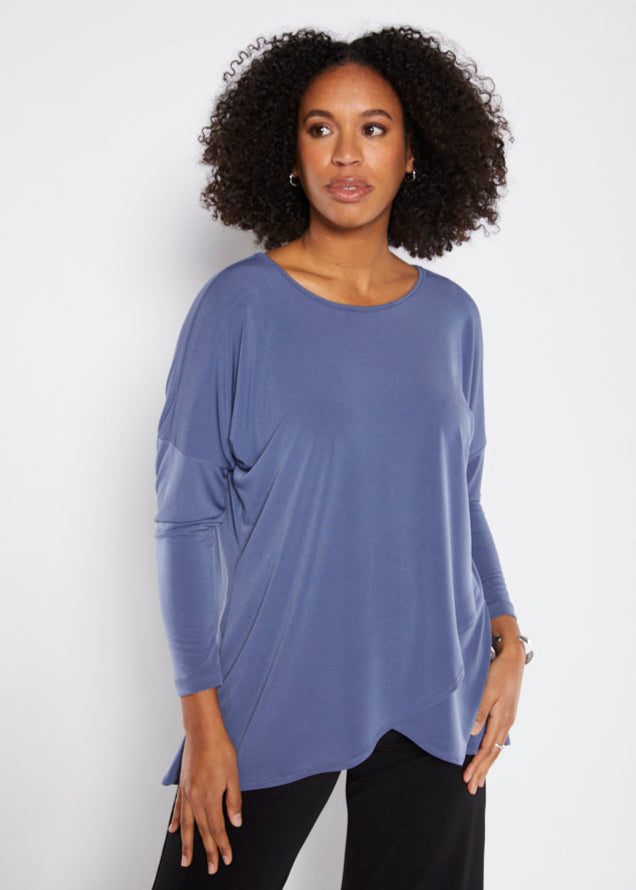 Curve Foundation slinky jersey petal hem tunic in French blue