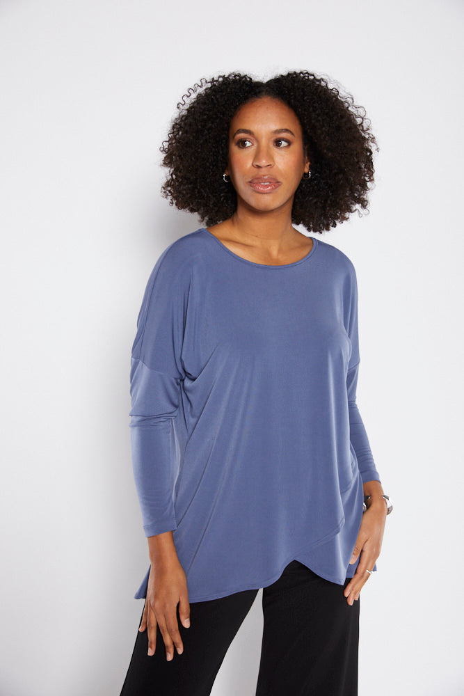 Curve Foundation slinky jersey petal hem tunic in French blue