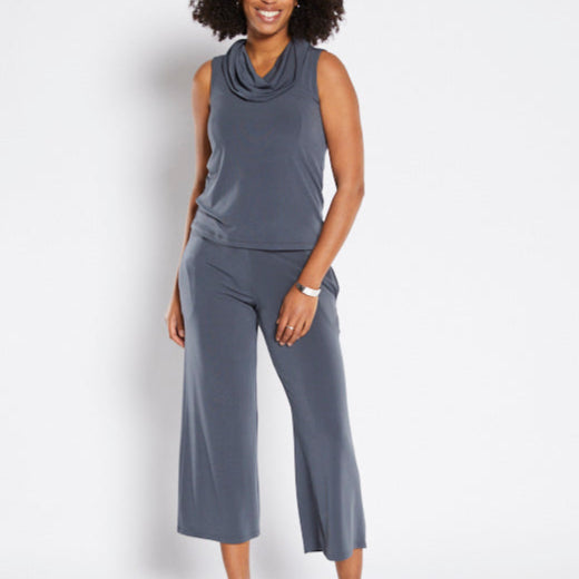Lundie Foundation slinky jersey culotte in Squid grey