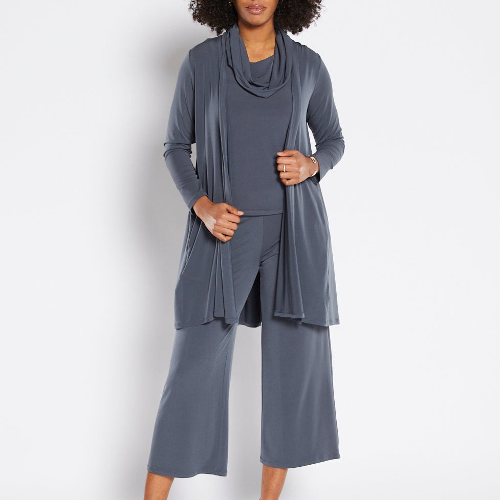 Deva Foundation longline swing jacket in Squid Grey