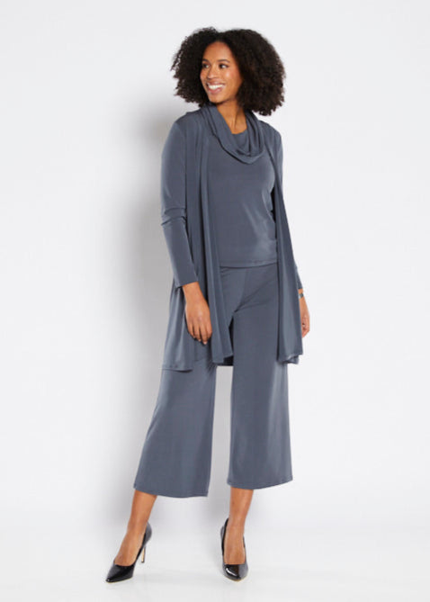 Macy Foundation slinky jersey sleeveless cowl top in Squid grey