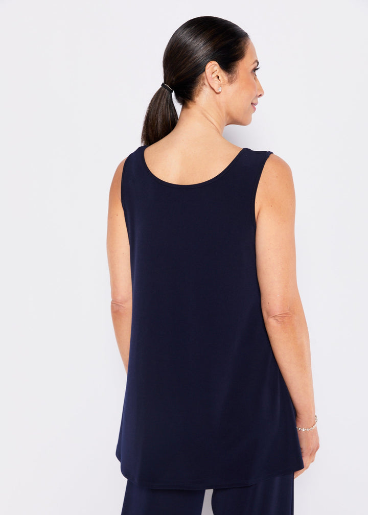 Sun Foundation slinky jersey reversible swing tank in navy