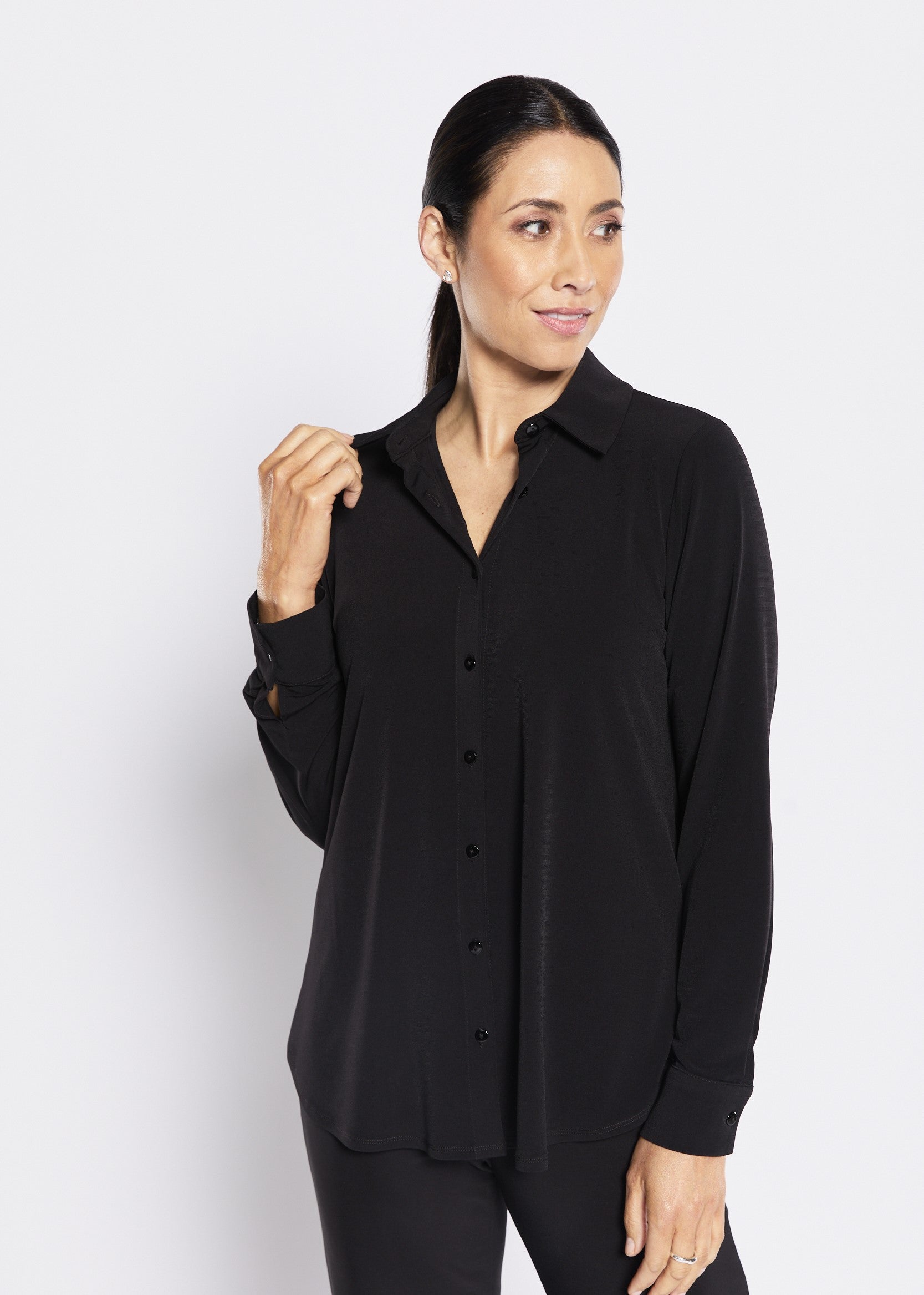 Super Foundation slinky jersey shirt in black