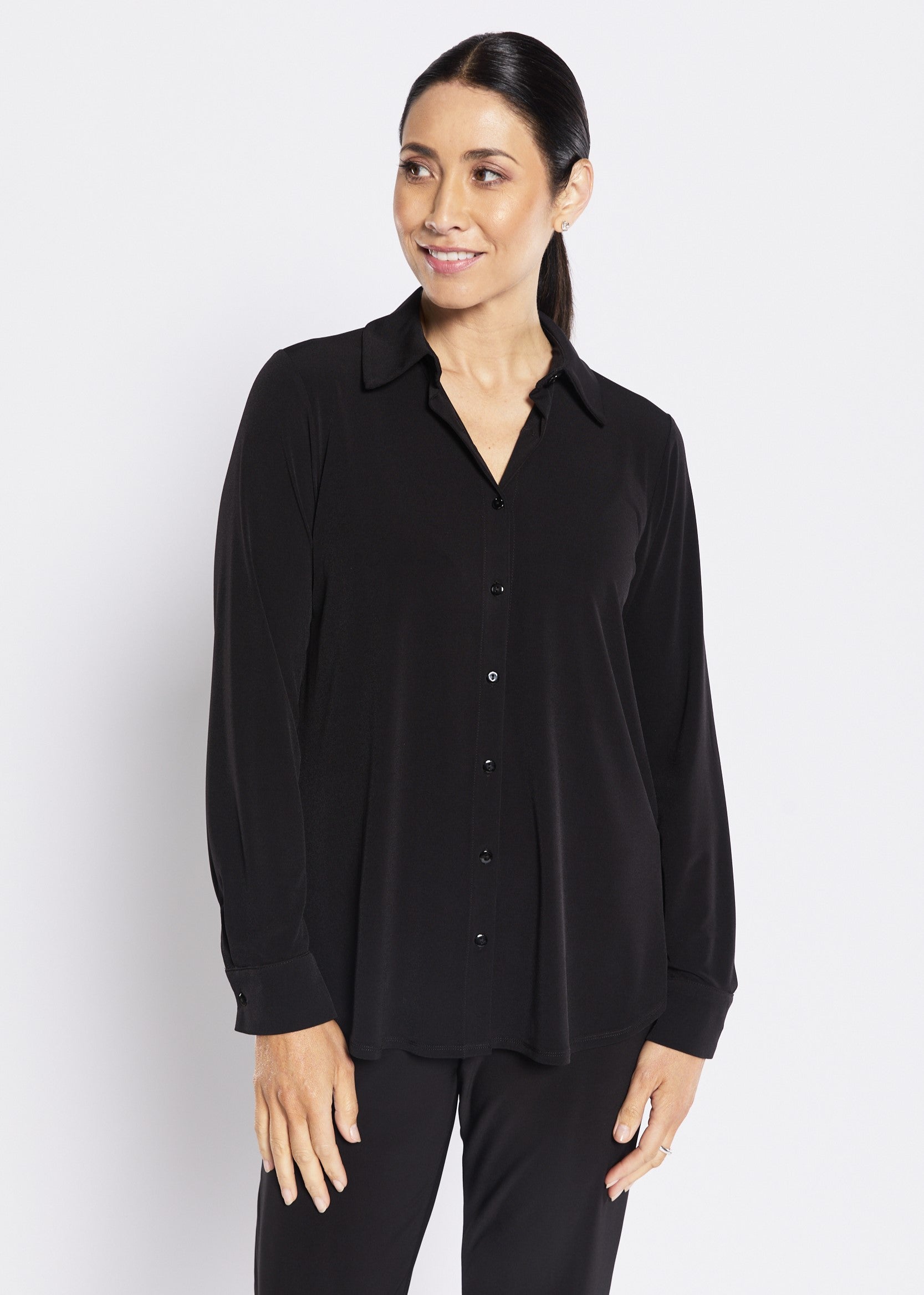 Super Foundation slinky jersey shirt in black