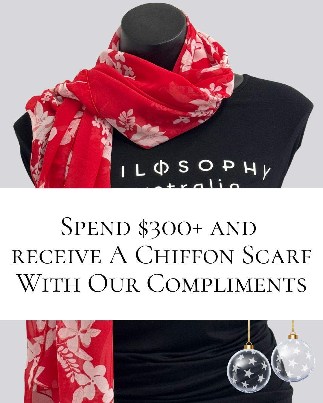 FREE PRINTED CHIFFON SCARF WITH $300+