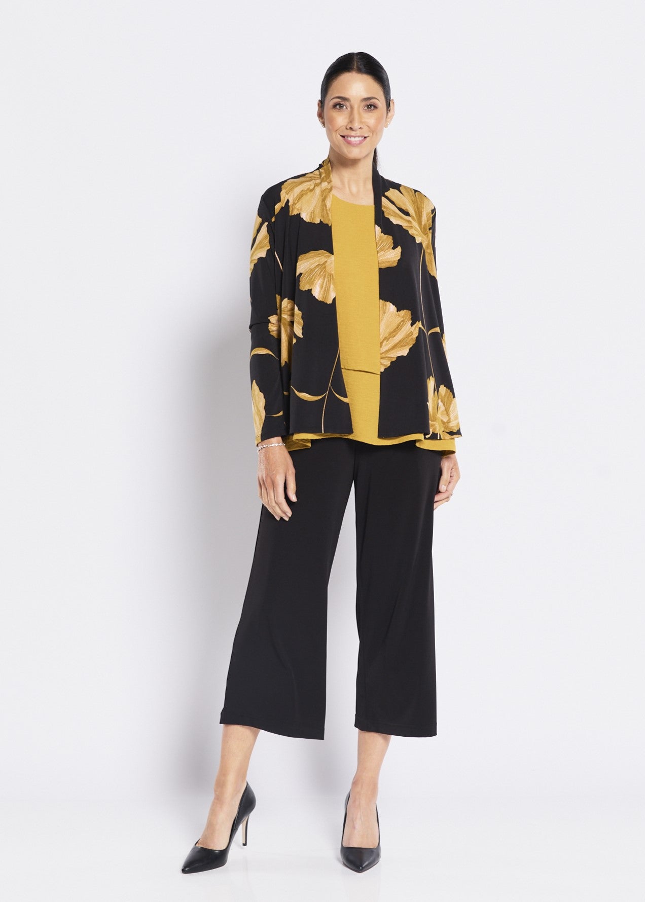 Gold and Black Jersey Swing Jacket
