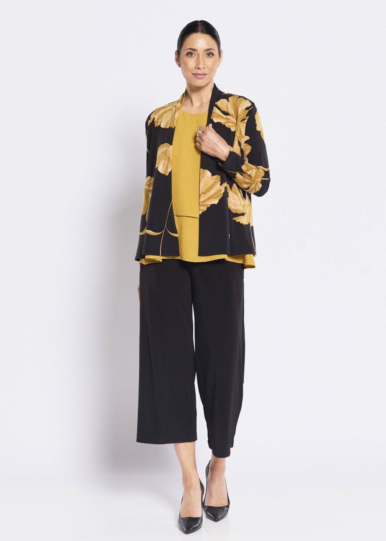 Gold and Black Jersey Swing Jacket