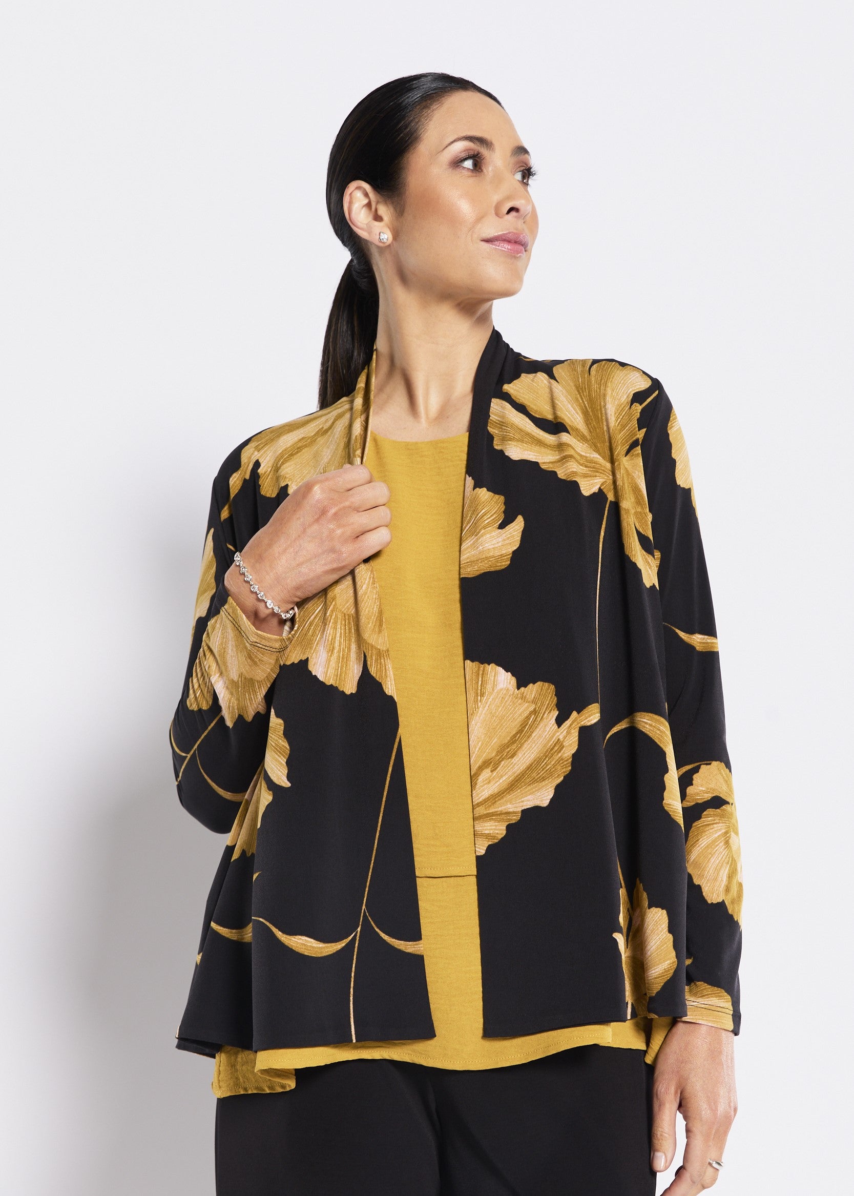 Gold and Black Jersey Swing Jacket