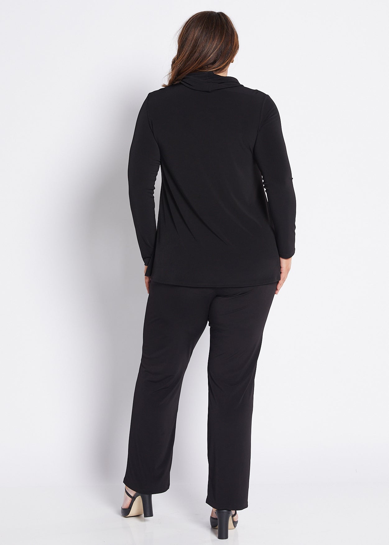 Jersey Cowl Swing Tunic in Black