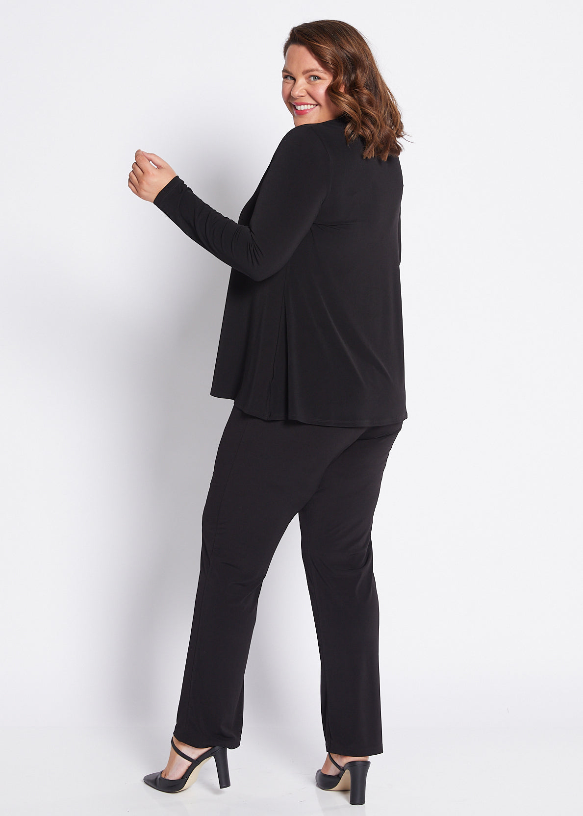 Jersey Cowl Swing Tunic in Black