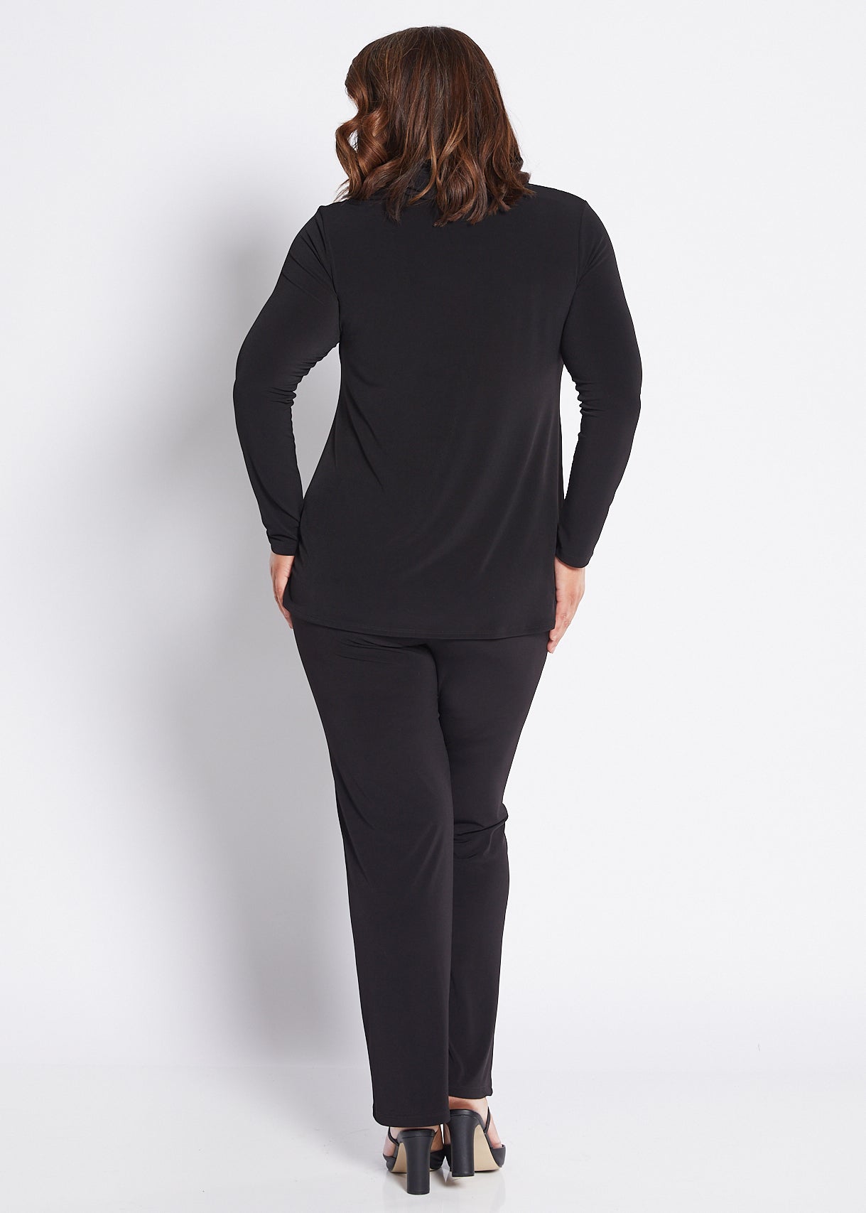 Jersey Cowl Swing Tunic in Black