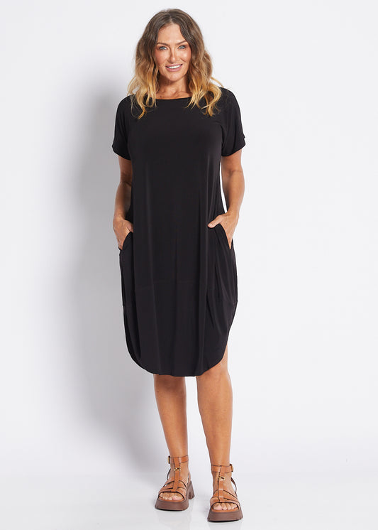Fizz Foundation slinky jersey T shirt midi dress in black