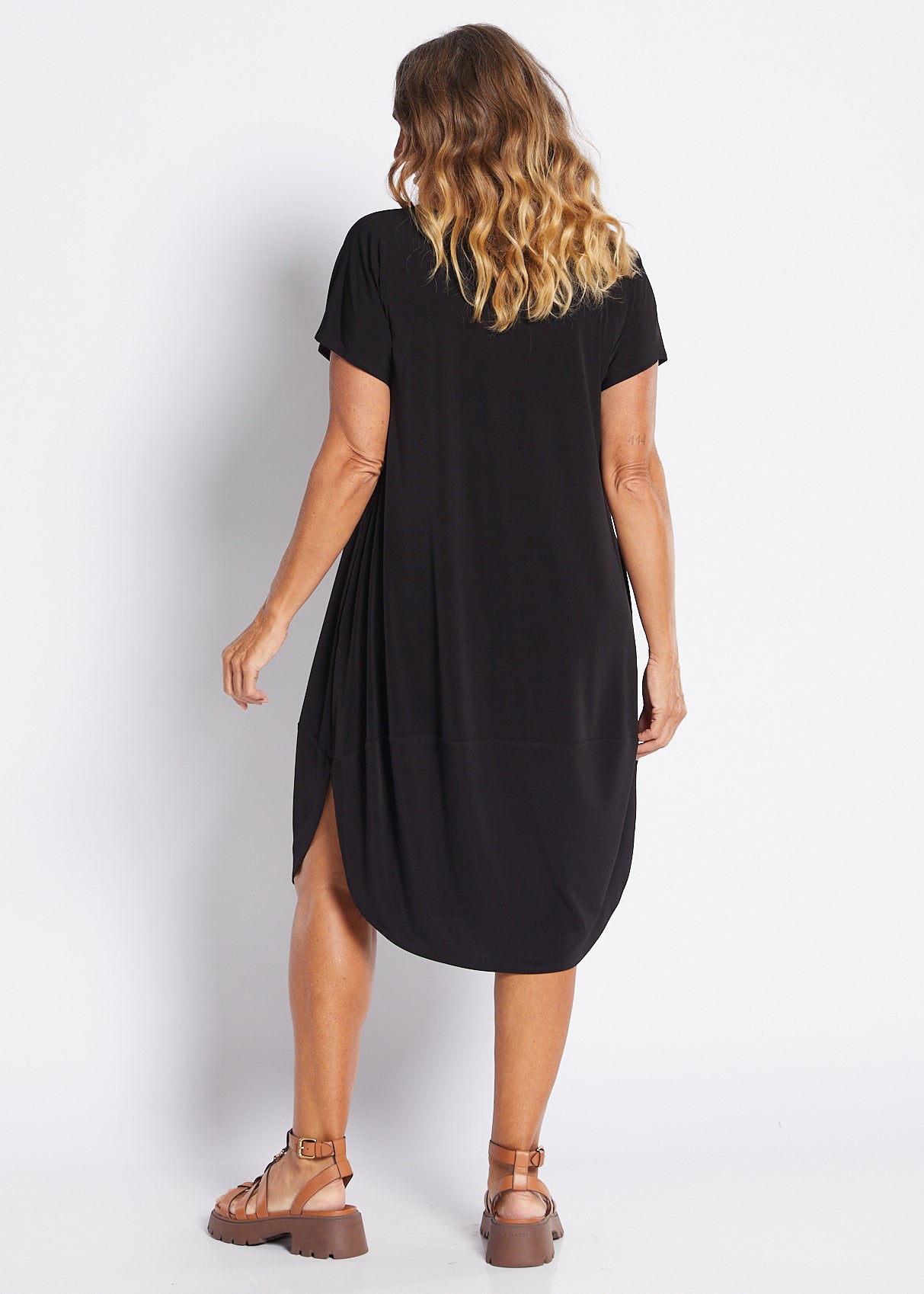 Jersey Midi T Shirt Dress in Black