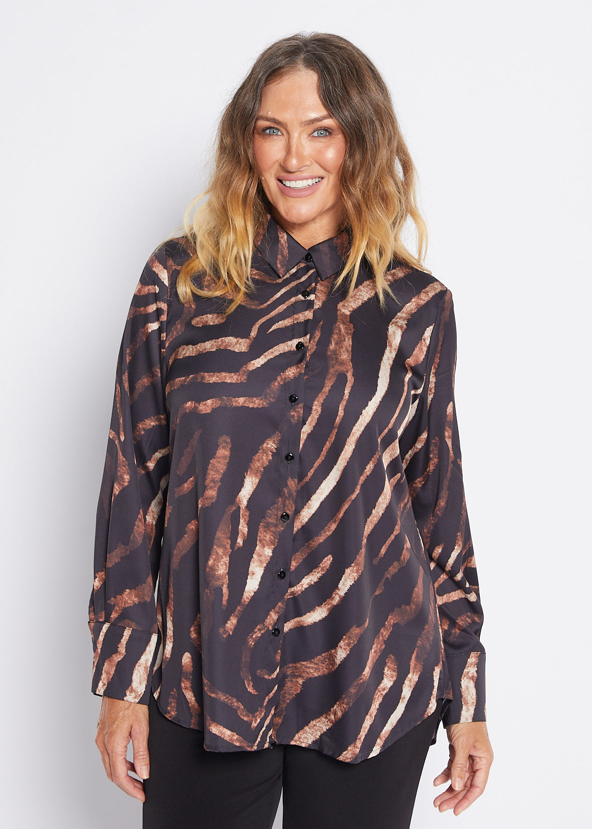 Satin Shirt in Animal Print
