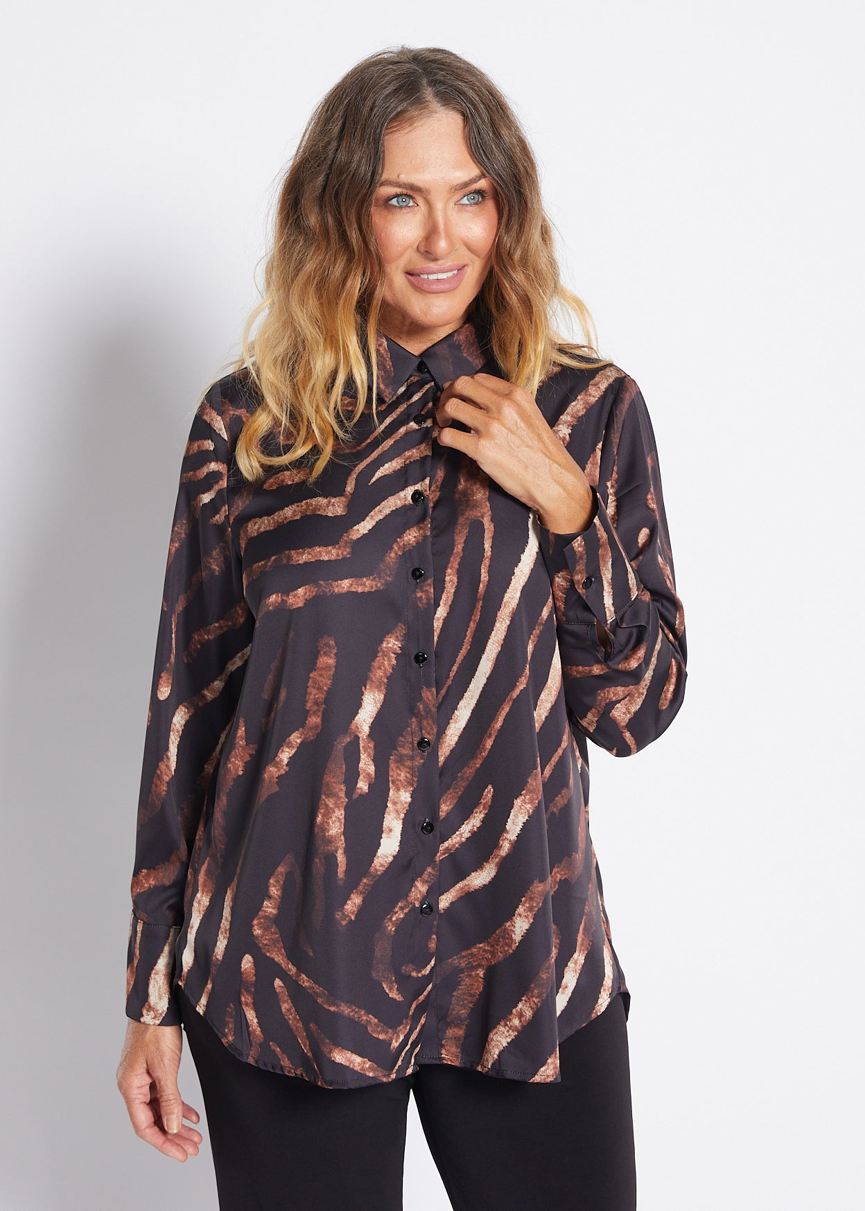 Satin Shirt in Animal Print