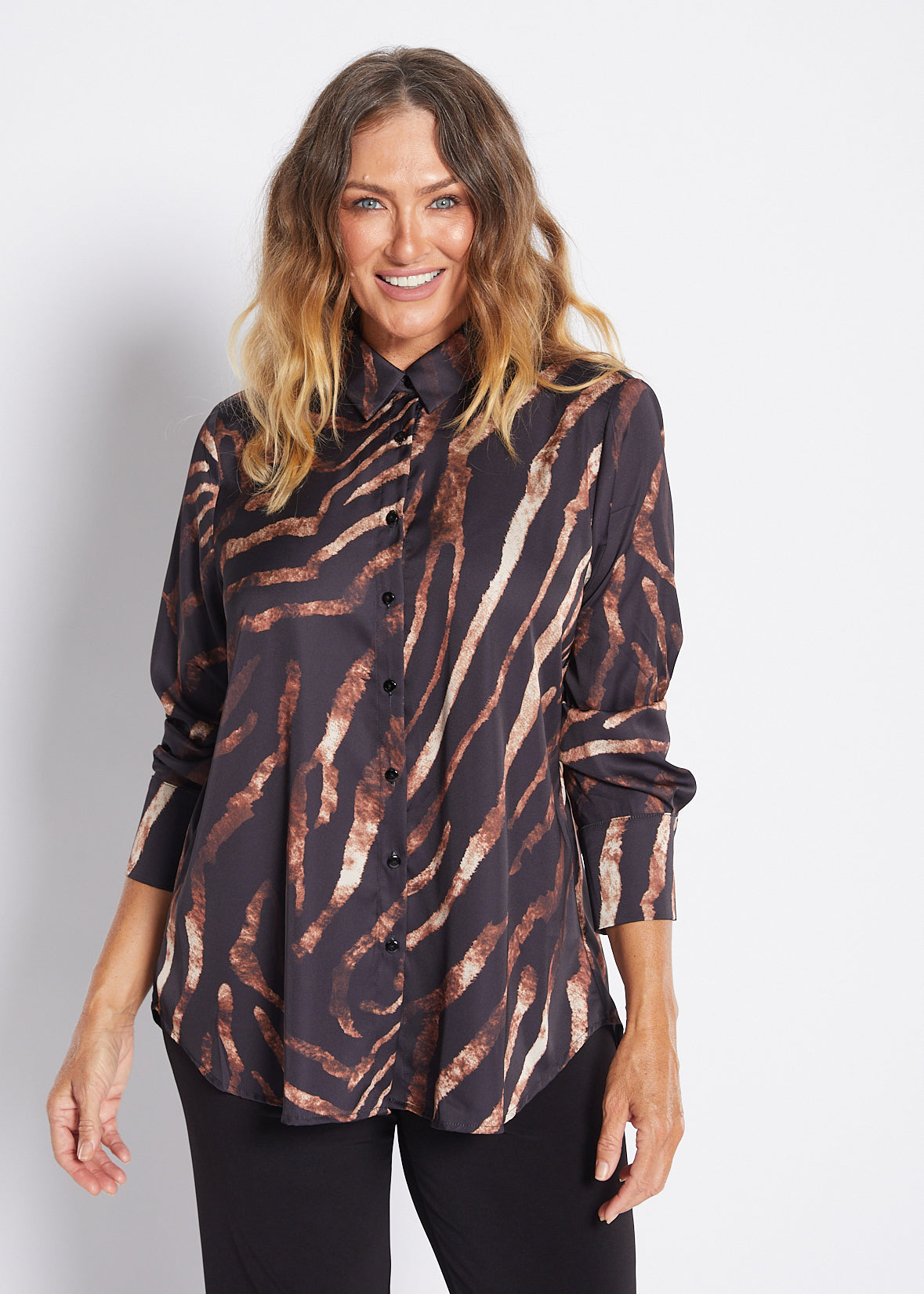 Satin Shirt in Animal Print