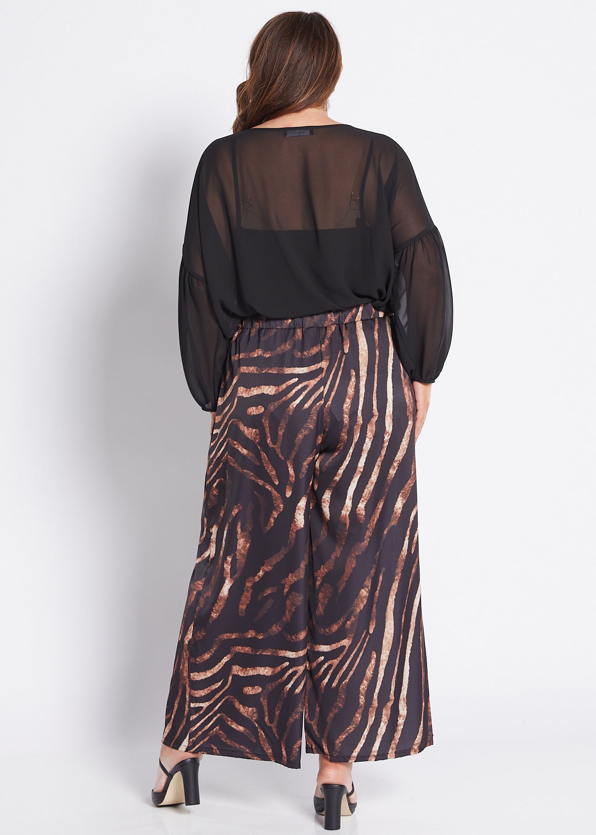 Satin Wide Leg Pant in Animal Print