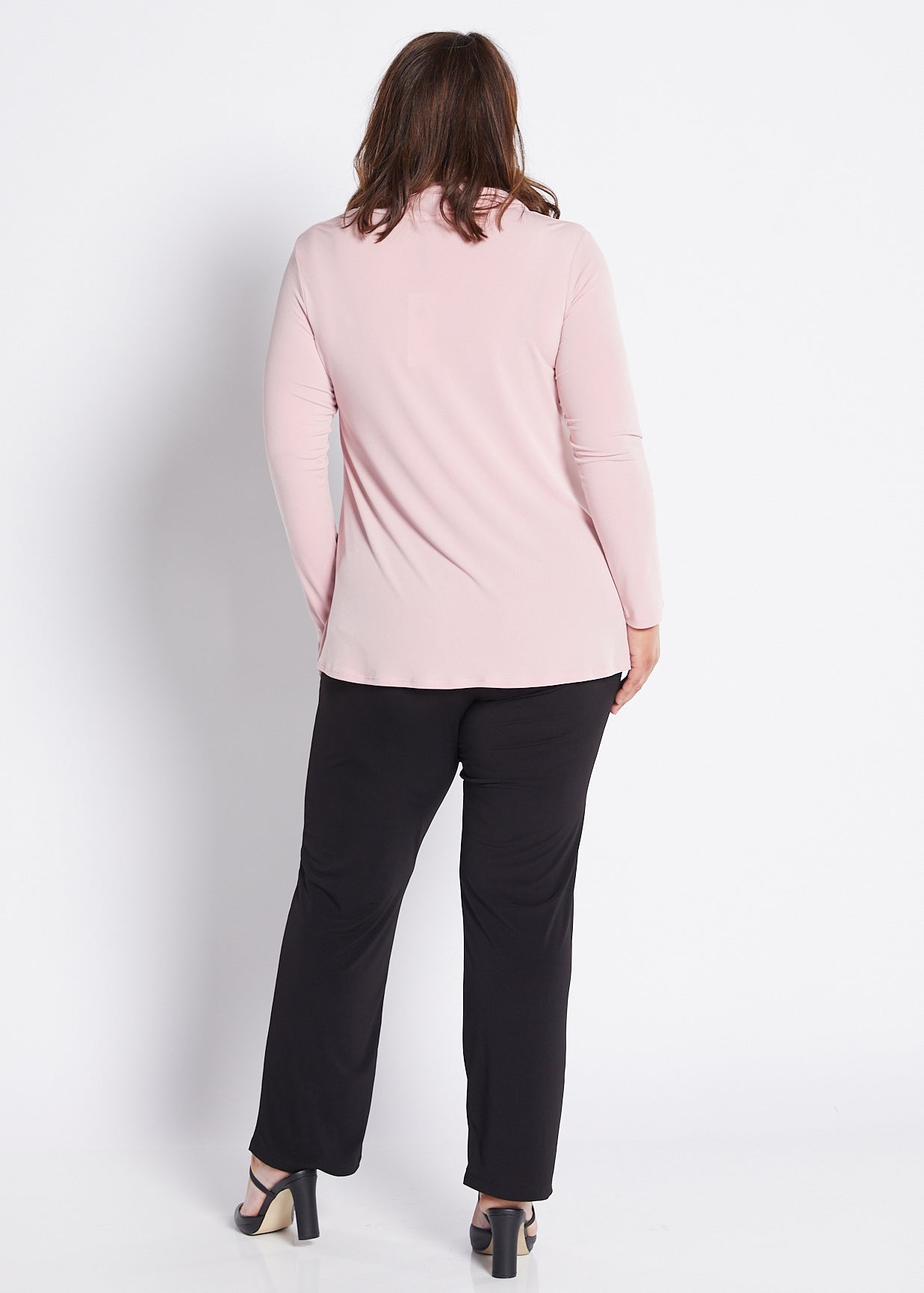 Jersey Cowl Swing Tunic in Blush Pink