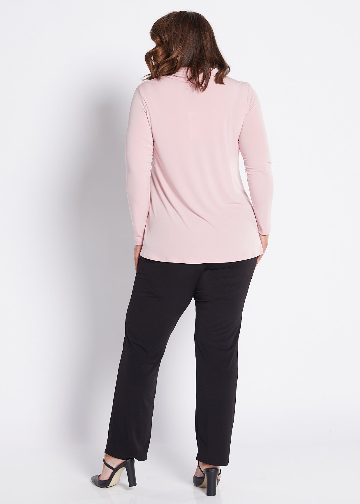 Jersey Cowl Swing Tunic in Blush Pink