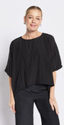 Keya Lustre technical layered top in black, slow fashion made in Australia by Philosophy Australia
