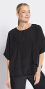 Keya Lustre technical layered top in black, slow fashion made in Australia by Philosophy Australia