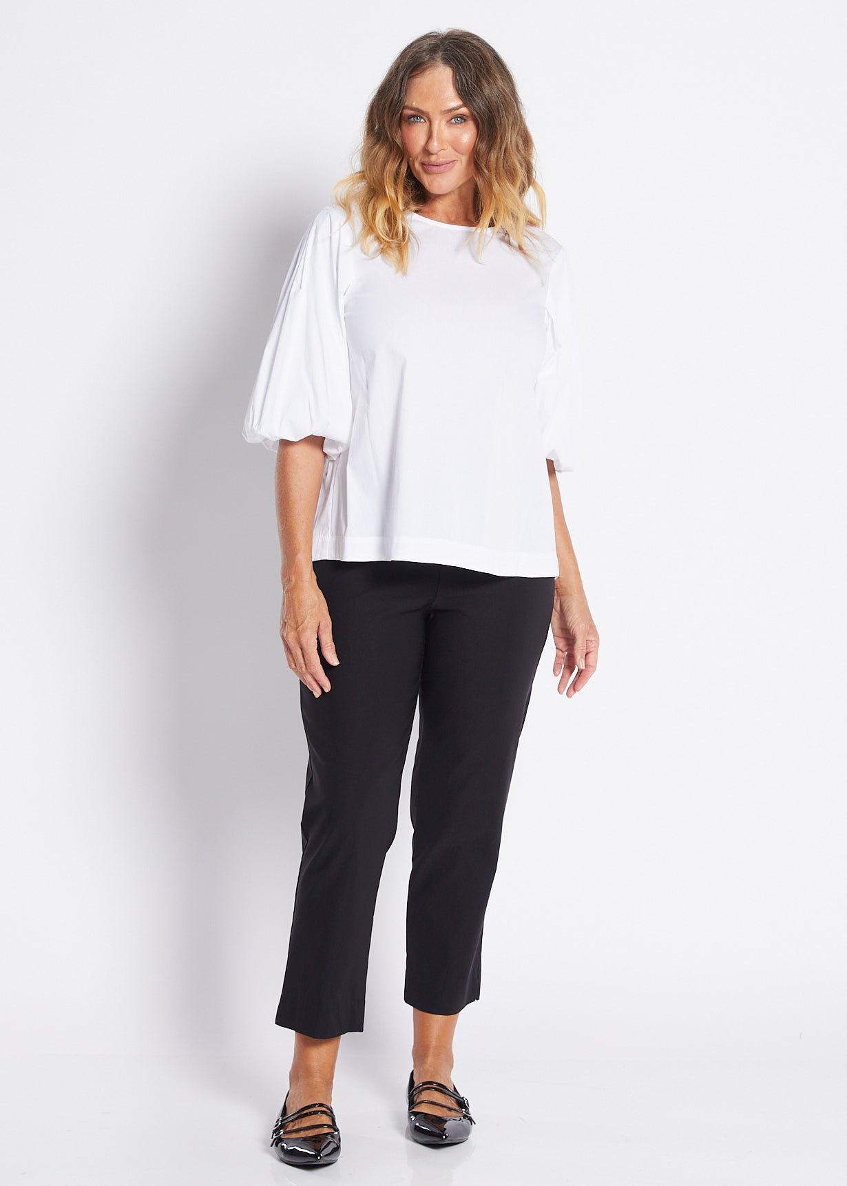 White Cotton Puff Sleeve Top