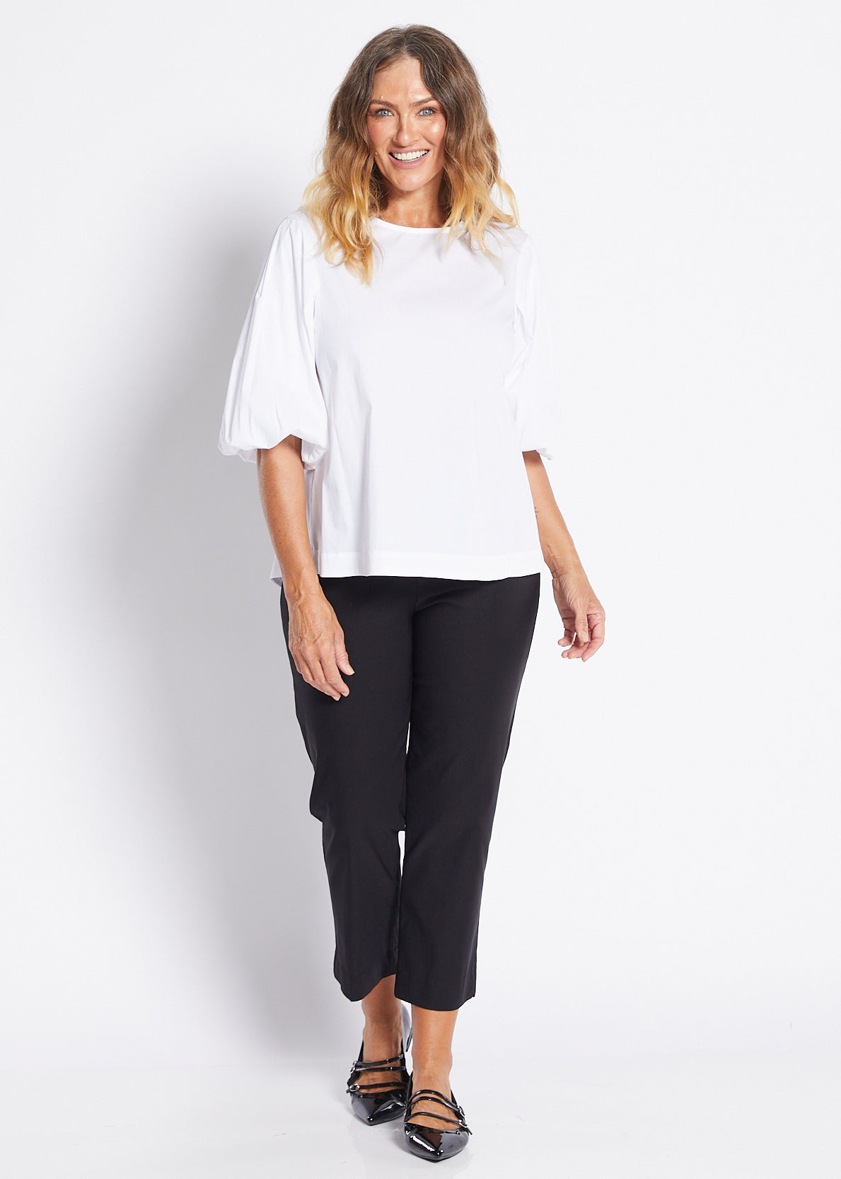 Bengaline Stretch 7/8 Slim Pant in Black