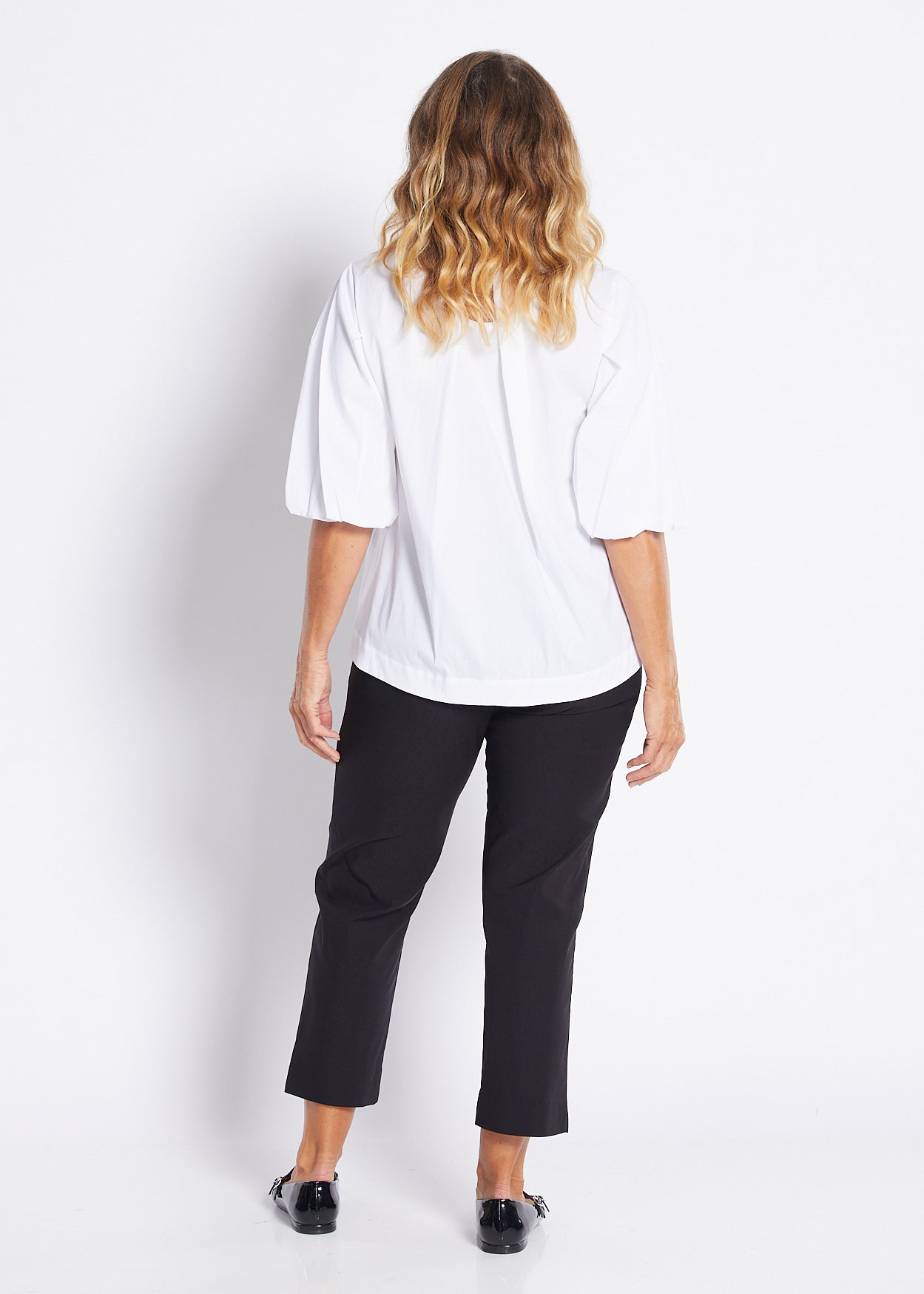 White Cotton Puff Sleeve Top