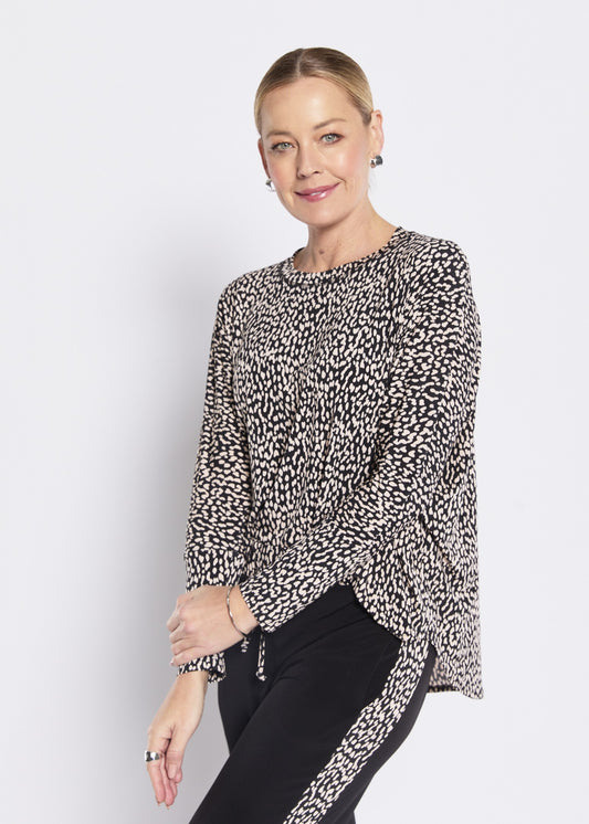 Cherie slinky jersey relaxed tunic in Lennox animal