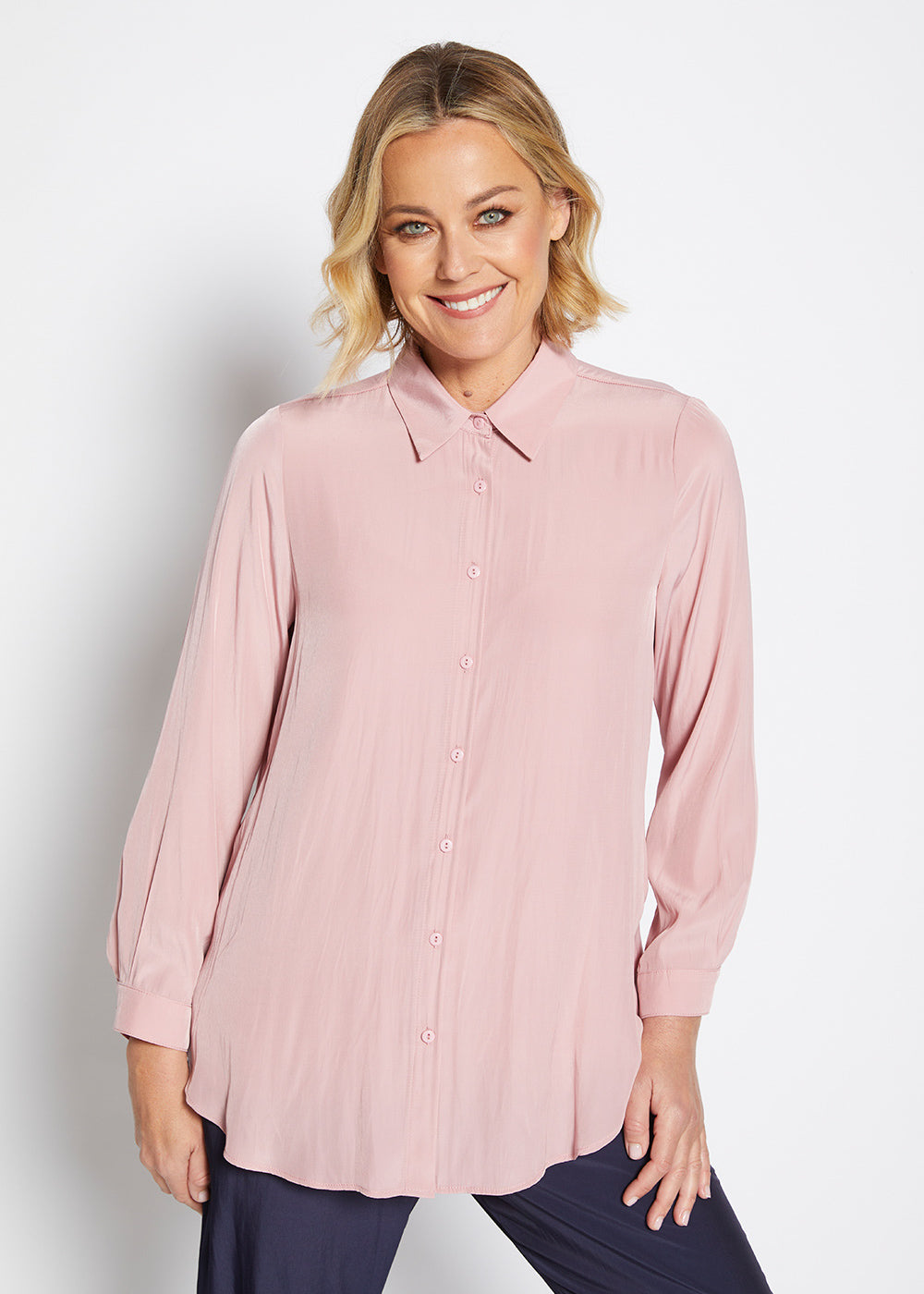 Greville Lustre Shirt in Dusty Pink