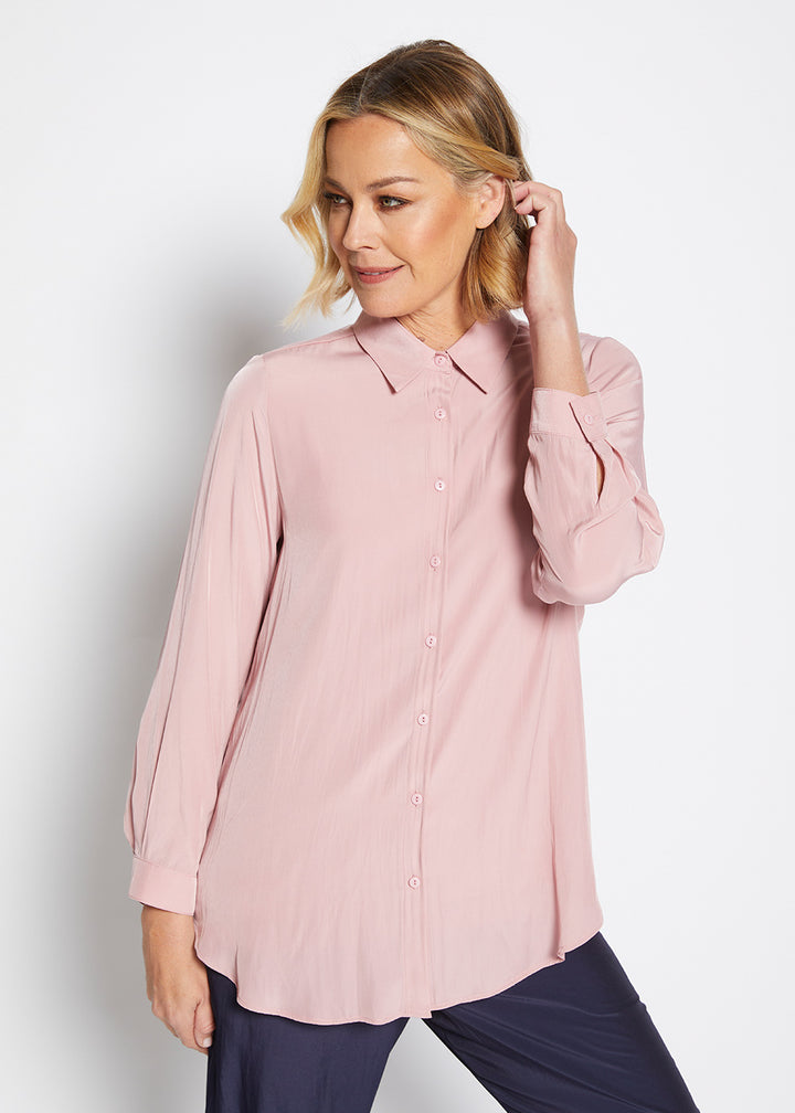 Greville Lustre Shirt in Dusty Pink