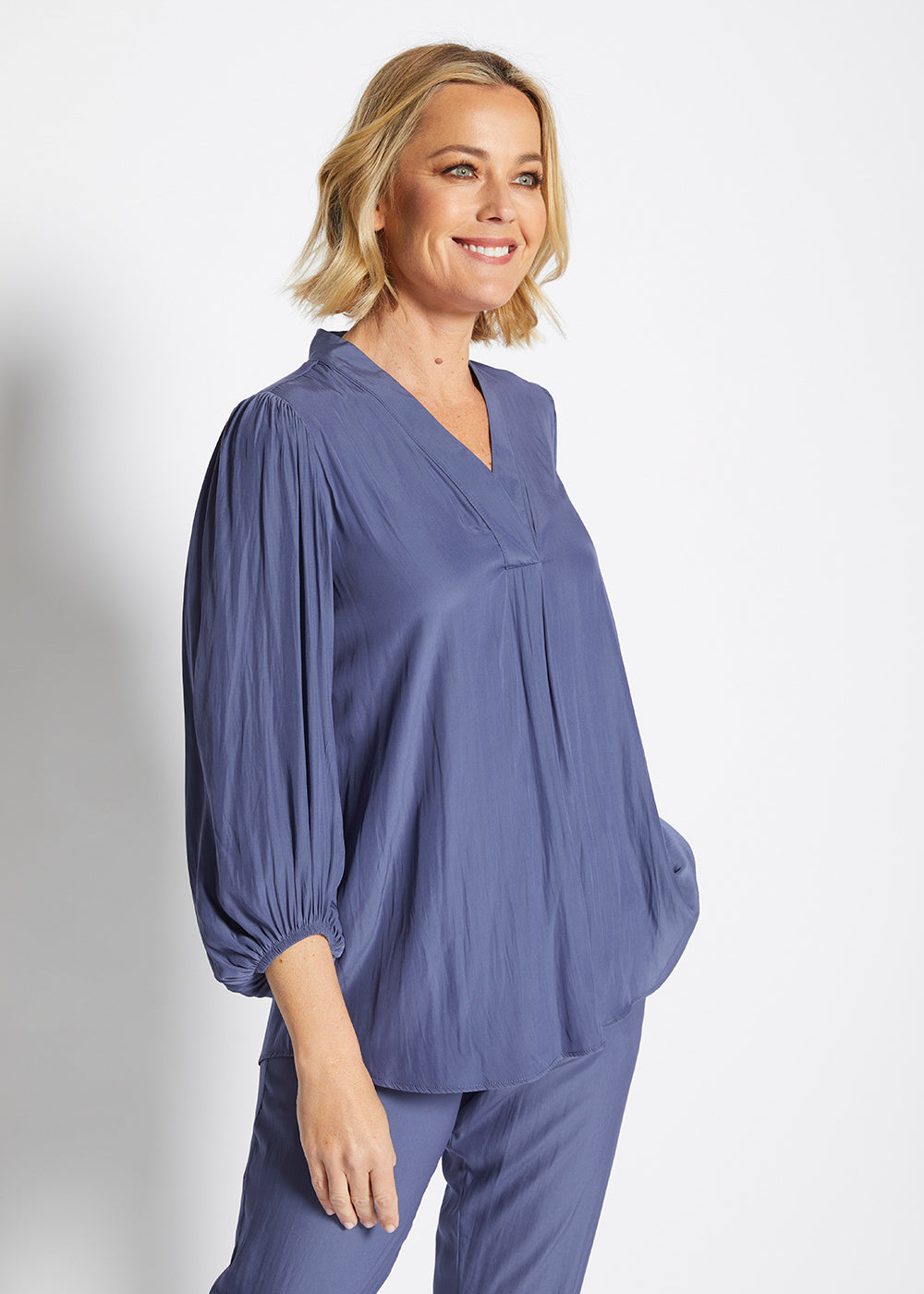 Maple Lustre billow blouse in French Blue