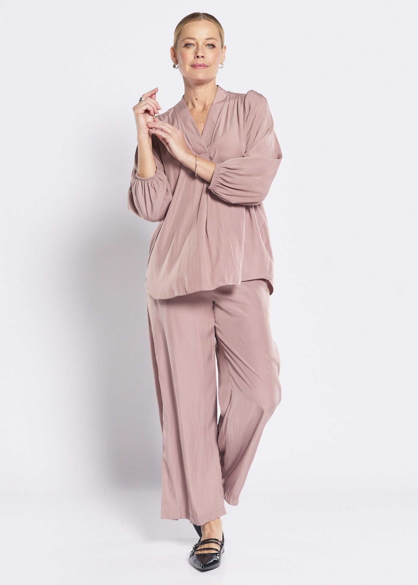 Wide Leg Silky Pants in Mocha