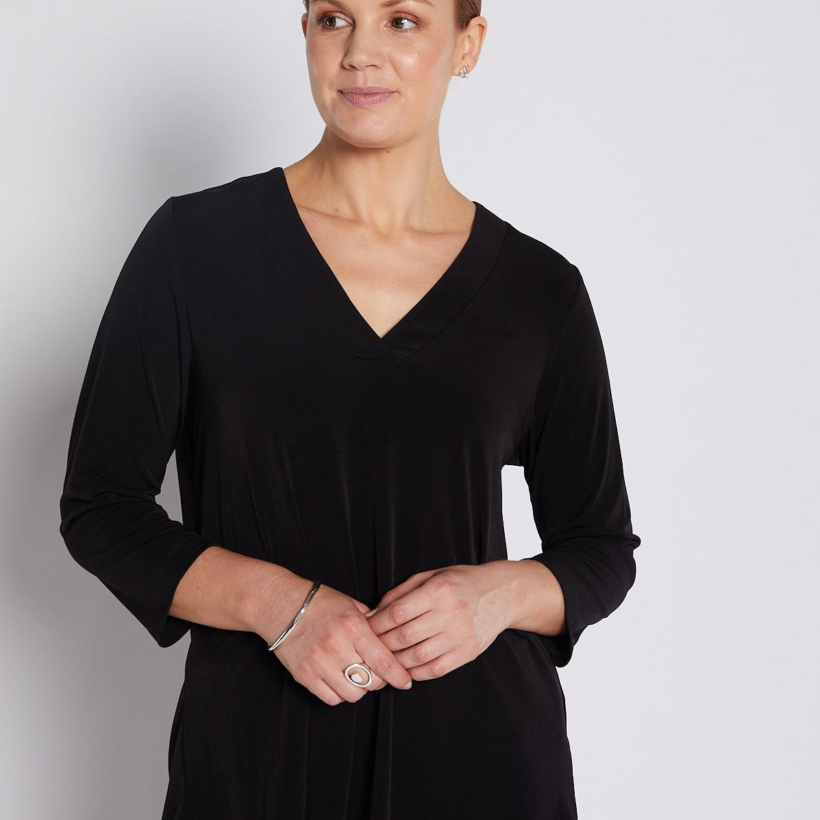 Milla Foundation slinky jersey top in black, slow fashion made in Australia by Philosophy Australia