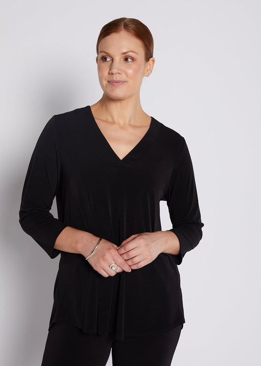 Milla Foundation slinky jersey top in black, slow fashion made in Australia by Philosophy Australia