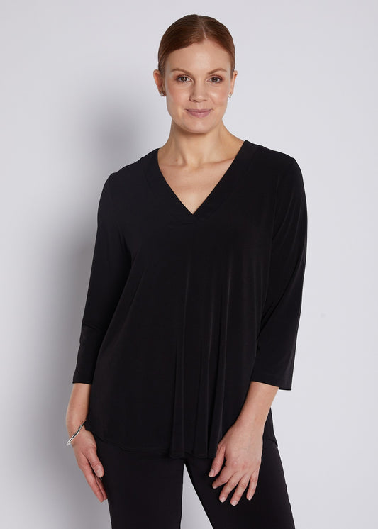 Milla Foundation slinky jersey top in black, slow fashion made in Australia by Philosophy Australia