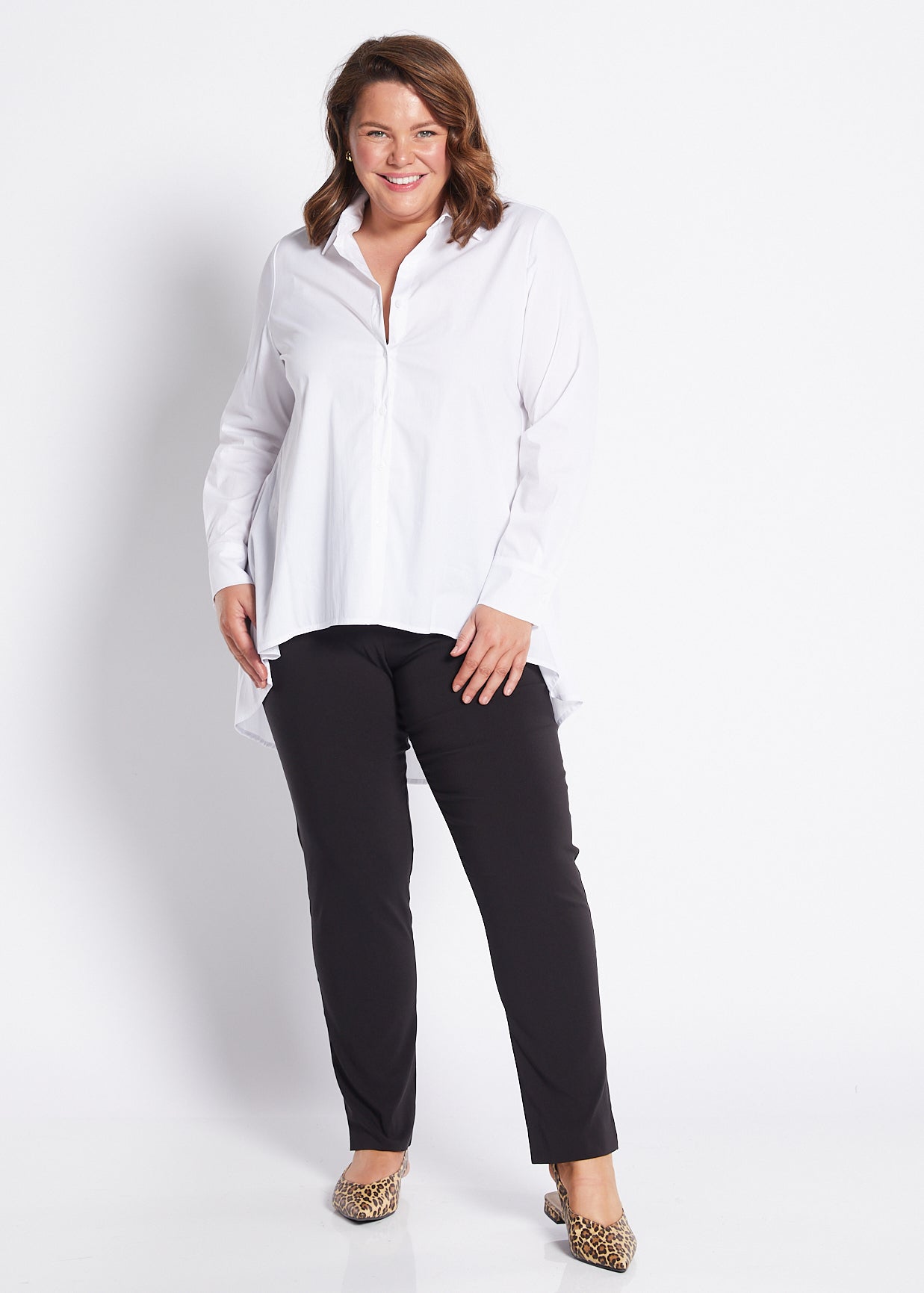 White Cotton Hi Lo Shirt