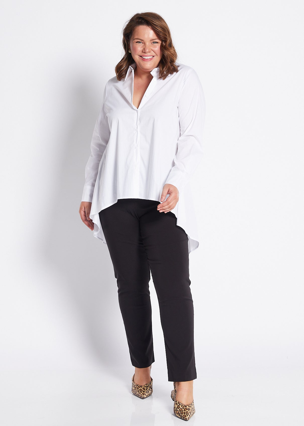 White Cotton Hi Lo Shirt