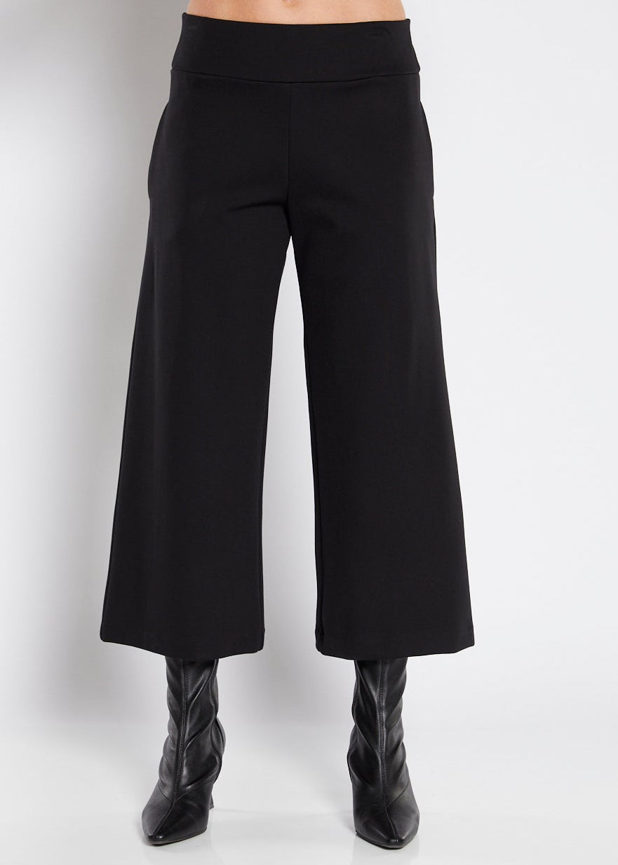 Black Ponte Tailored Culotte with Pockets
