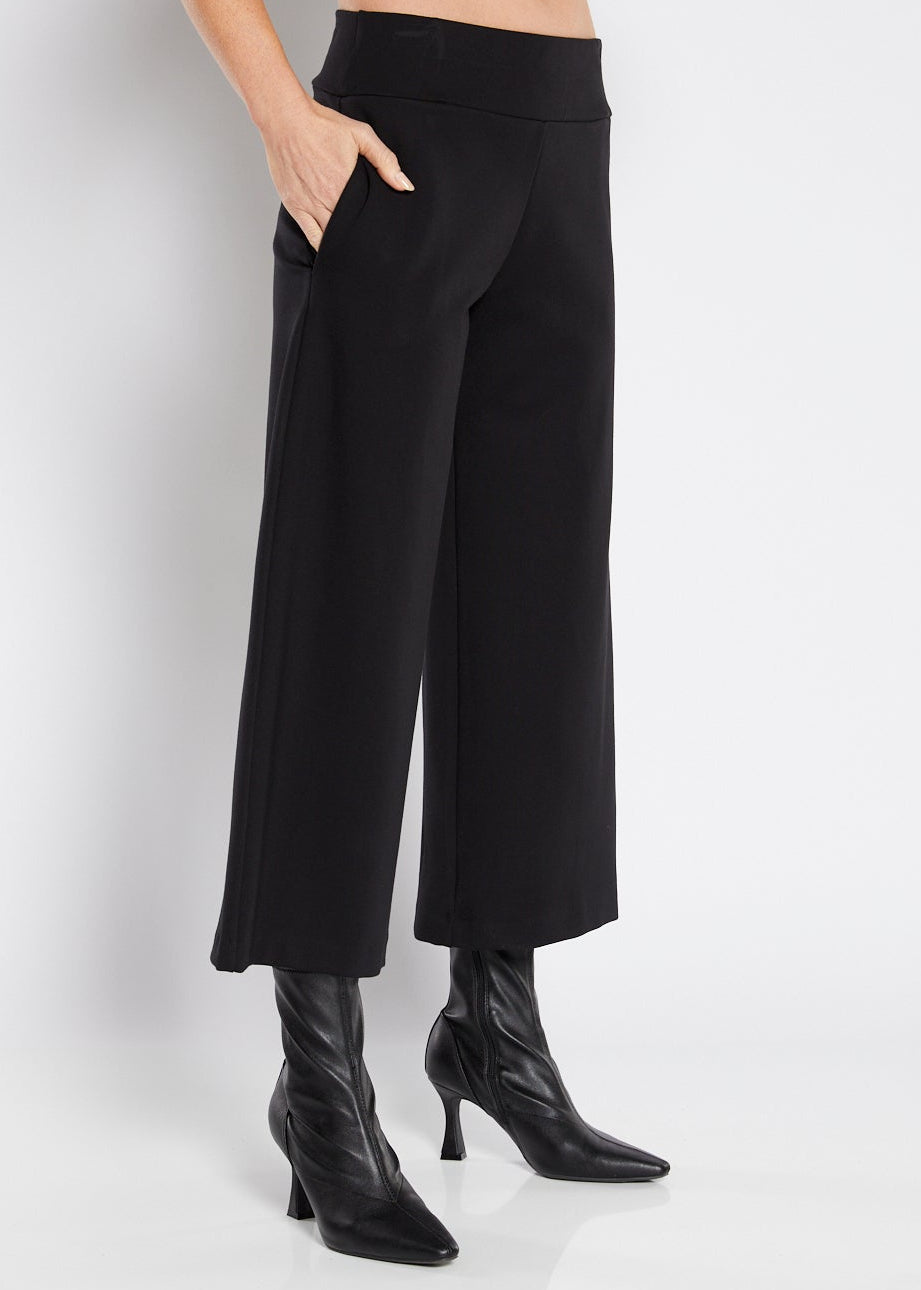 Black Ponte Tailored Culotte with Pockets