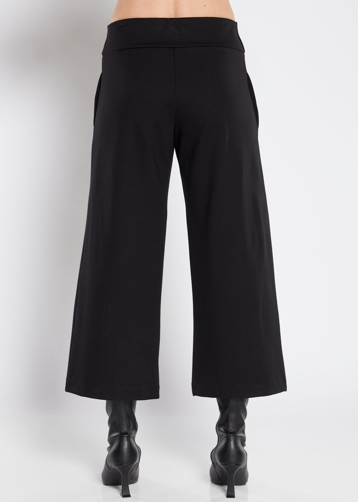 Black Ponte Tailored Culotte with Pockets