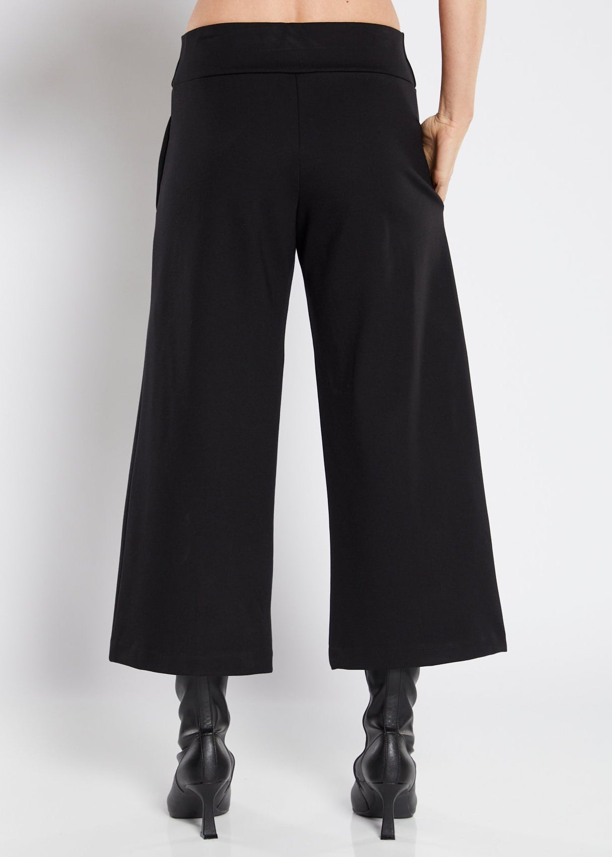 Black Ponte Tailored Culotte with Pockets