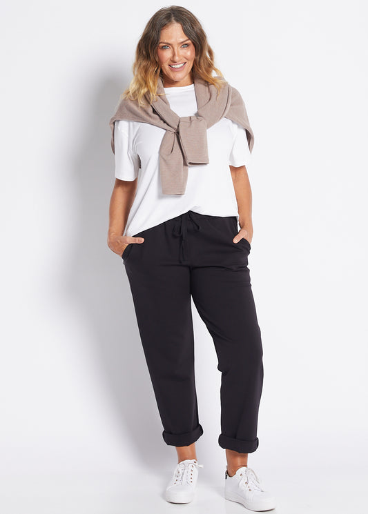 Ponte Relaxed Pant with Pockets in Black