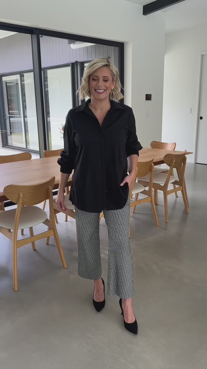 Ticket Printed Bengaline Culotte in Signature Black
