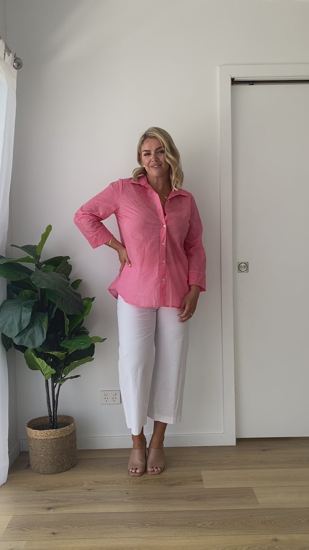 Swirl voile blouse in Pink