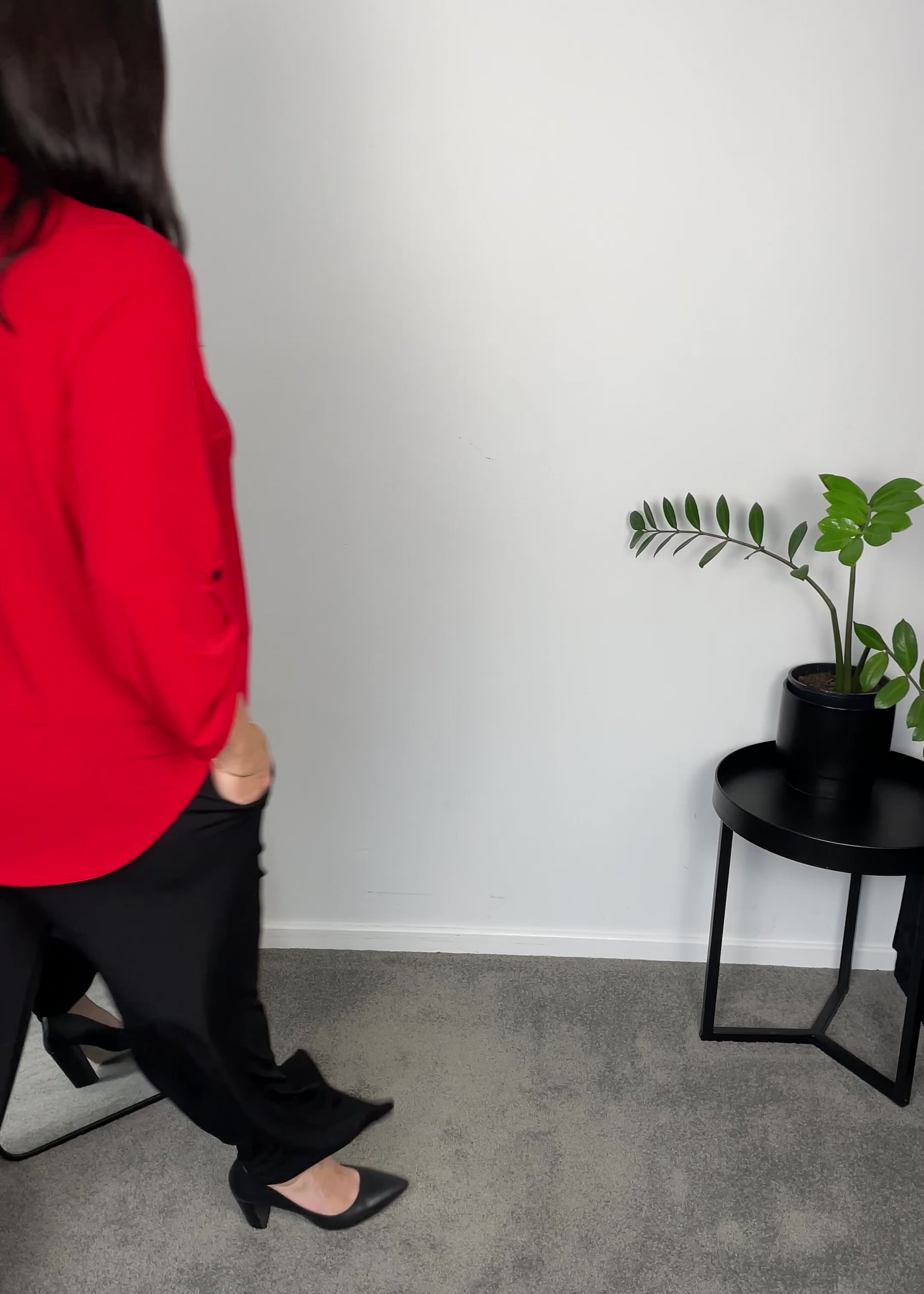 Kafton Foundation Jersey Women's tunic with Nehru neckline in red.