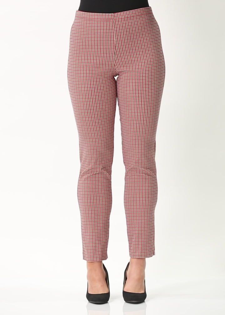 Montie printed Bengaline check pants in Everly Red