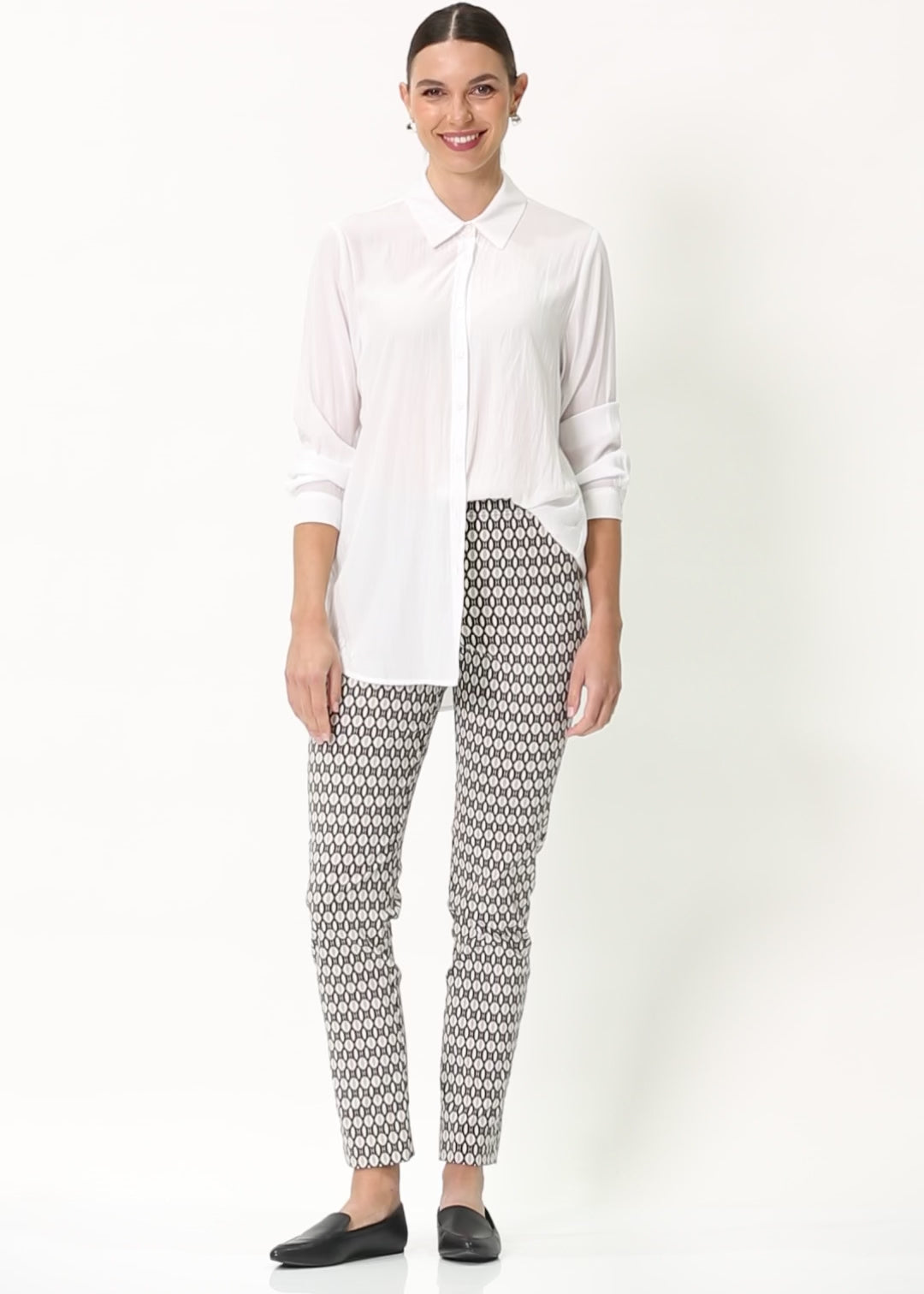 Simple printed Bengaline pant in Jewel