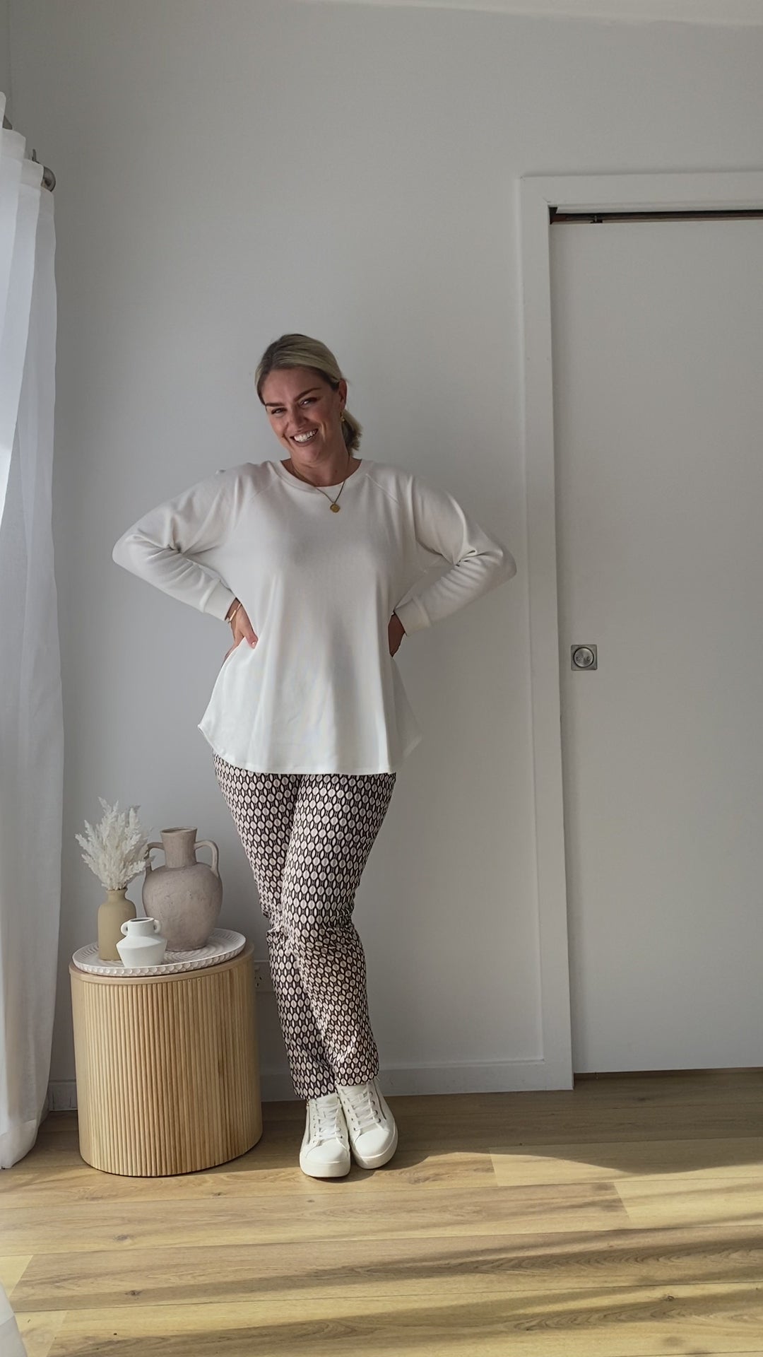 Rawson waffle raglan pullover in White