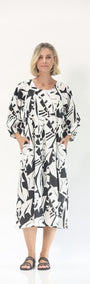 Philosophy Australia Toz Linen dress in black Jungle print 